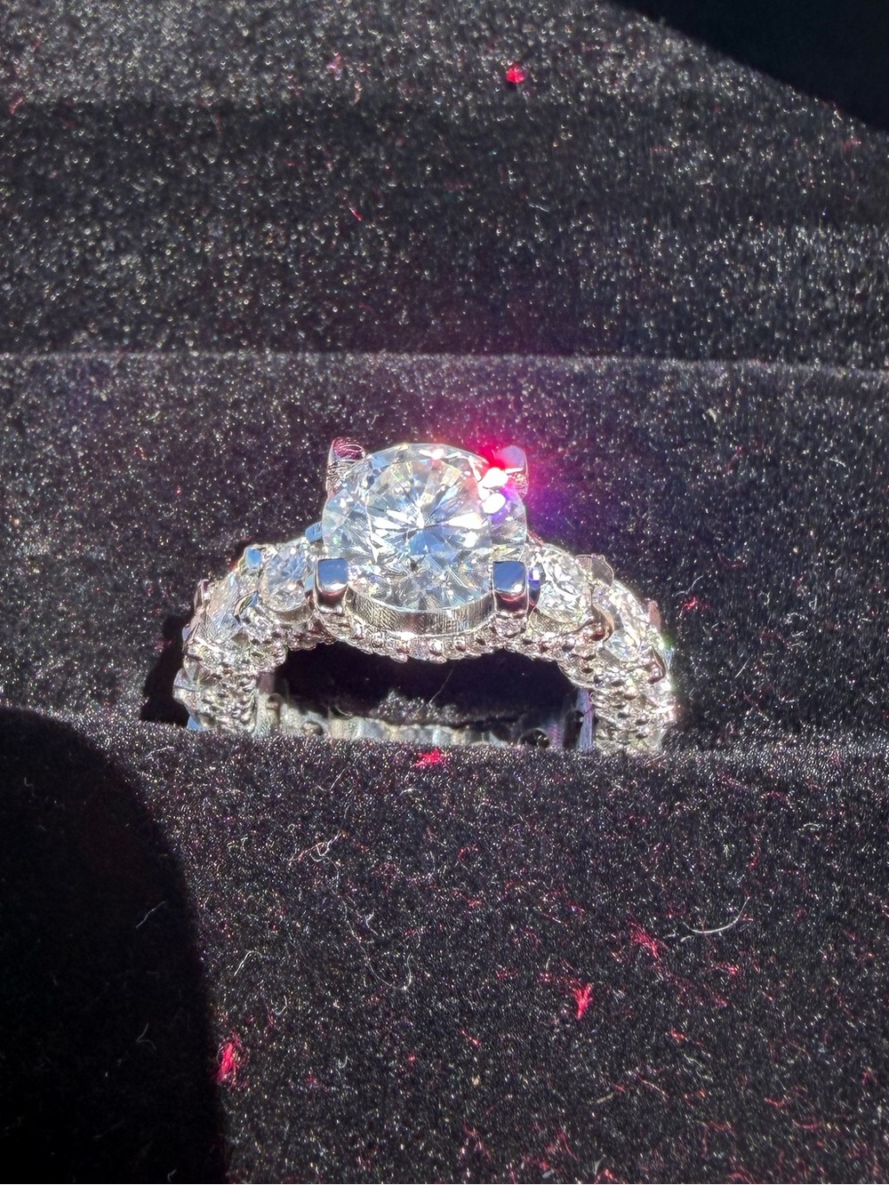 Solid Platinum 8.10 Ctw Round Diamond Engagement Ring